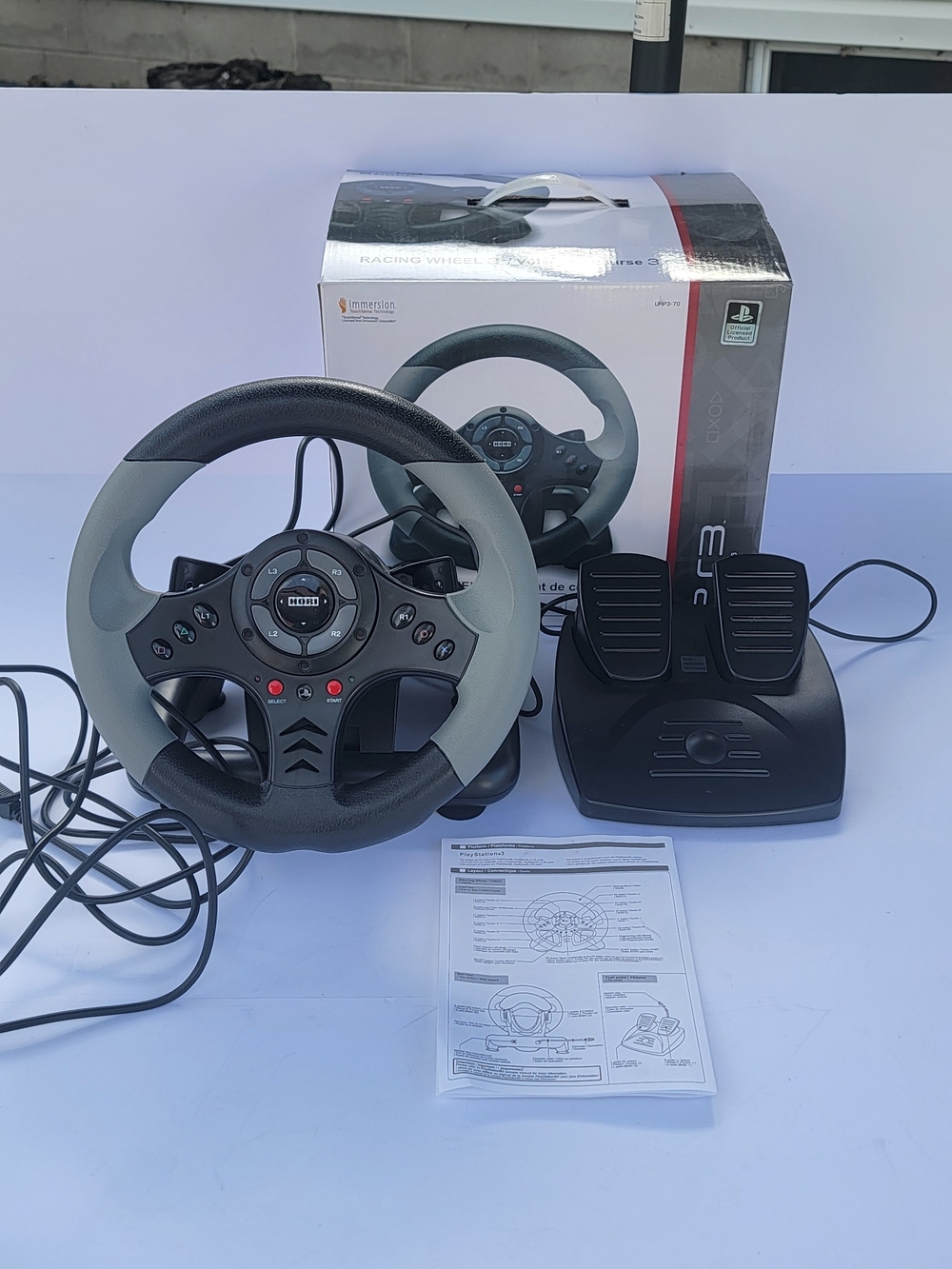 Racing Wheel & Pedal Controller — Black & Light Gray